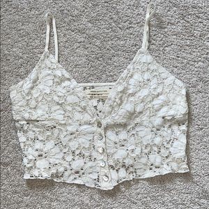 Urban outfitters - white lace crop top
